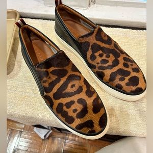 Bally Mens Lamb Leather Leopard Pony Slip On Sneakers Shoes Size 10E US size 11